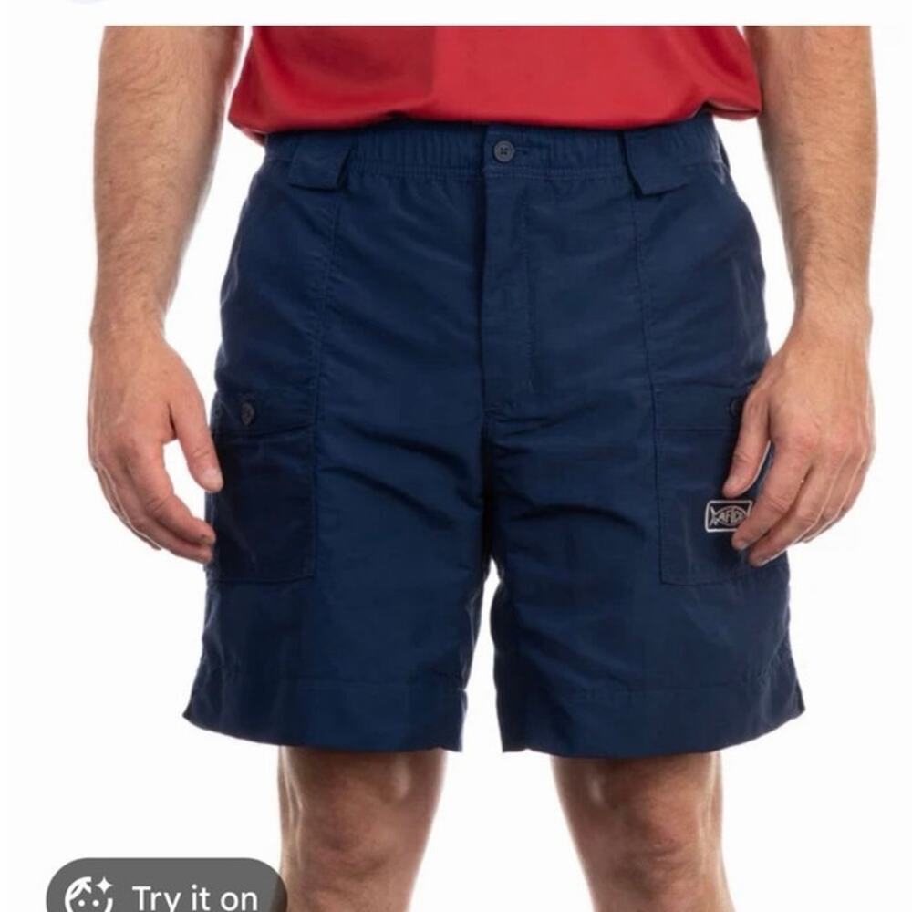 Aftco men’s Original Fishing Shorts Long navy blue size 28